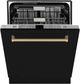ZLINE Monument Autograph Edition 24" Black Stainless Steel 3rd Rack Tall Tub Top Control Built In Dishwasher with Champagne Bronze Handle-1