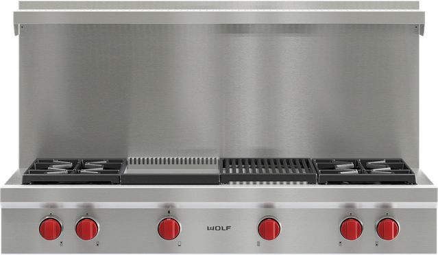 Wolf® 48" Stainless Steel Sealed Burner Rangetop Riser with Shelf-1