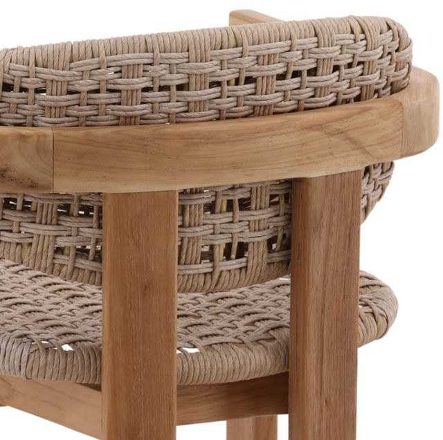 Dovetail Furniture Jovita Beige/Natural Teak/Wicker Outdoor Dining Chair-4