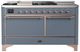 Ilve® Majestic III 60" Blue Gray Pro Style Dual Fuel Natural Gas Range with Griddle and Copper Trim-0