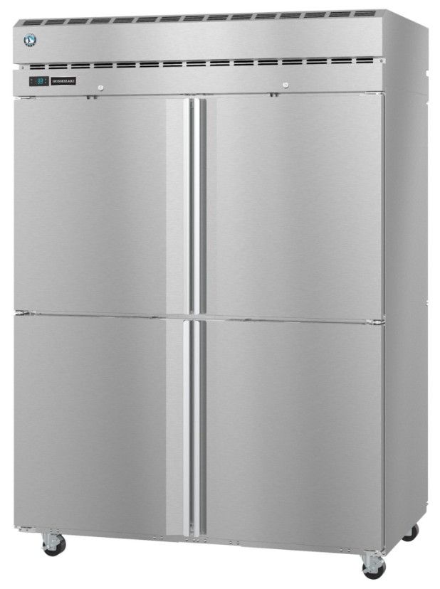 Hoshizaki Steelheart® 55" 52.55" 5 Cu. Ft. Stainless Steel Two Section Pass Thru Upright Freezer with Half Solid Doors and Lock-1