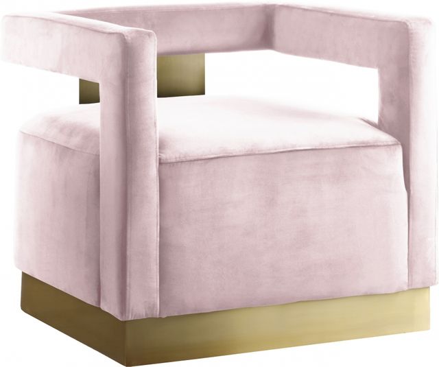 Meridian Furniture Armani Pink Velvet Chair-0