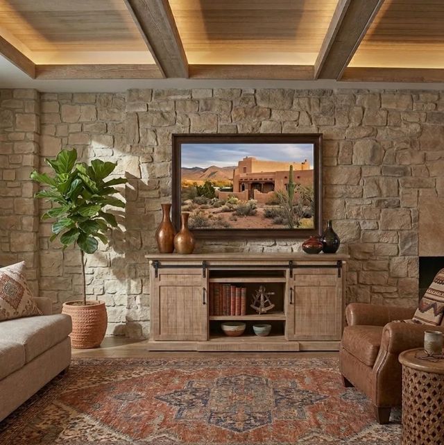 Sunny Designs™ Desert Rock TV Console with Fireplace Option-1