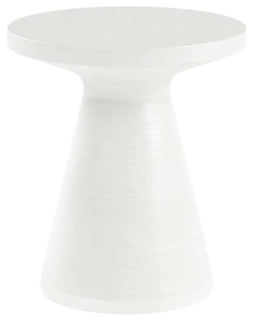 Sunset West Bone White Glass Fiber Reinforced Concrete Outdoor End Table-0