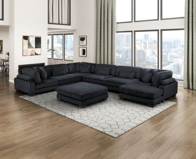 Homelegance® Traverse 7-Piece Black Modular Sectional with Reversible Chaise and Ottoman-1