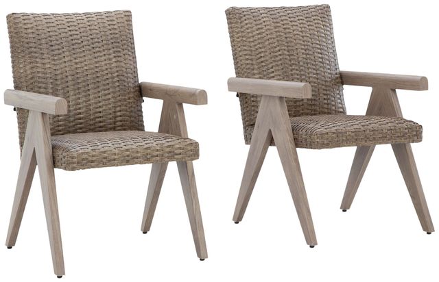 Signature Design by Ashley® Carisbo 2-Piece Beige Aluminum/Wicker Outdoor Arm Chair-0