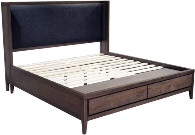 Modus Furniture Boracay Black Pepper/Wild Oats Brown King Upholstered Wingback Storage Bed-2