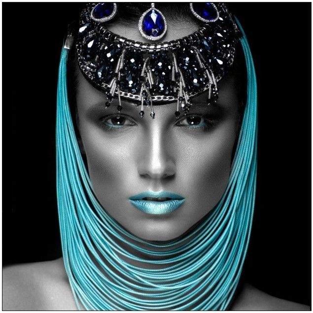 Classy Living Woman of Turquoise Rhinestones 40" Wall Art-0