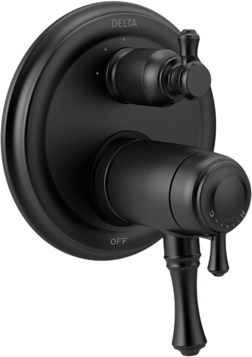 Delta Cassidy® 7" Matte Black 3-Setting Diverter Trim-0