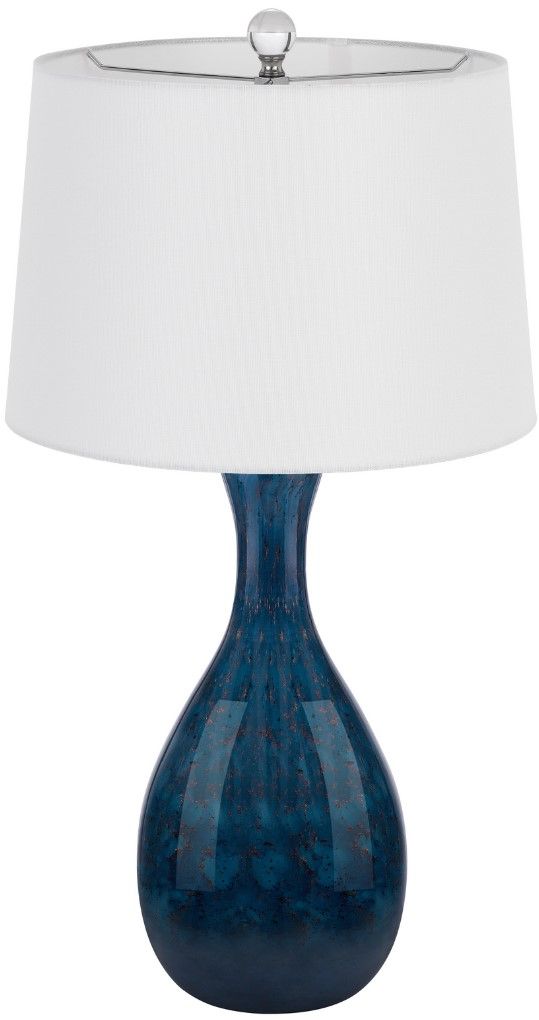 Cal® Lighting & Accessories Gourd Style 2-Piece Antique Blue Luster Table Lamp Set-2