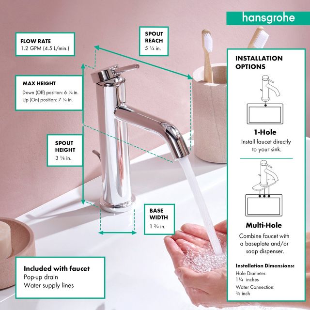 Hansgrohe Tecturis S Brushed Bronze Single-Hole Faucet 80 with Pop-Up Drain-2