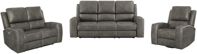 Coaster® Brickston 3-Piece Charcoal Power Reclining Sofa Set with Power Headrest and Lumbar-0