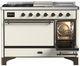 Ilve® Majestic III 48" Antique White Pro Style Dual Fuel Liquid Propane Range with 5 Black Brass Burners and Burnished Trim-3