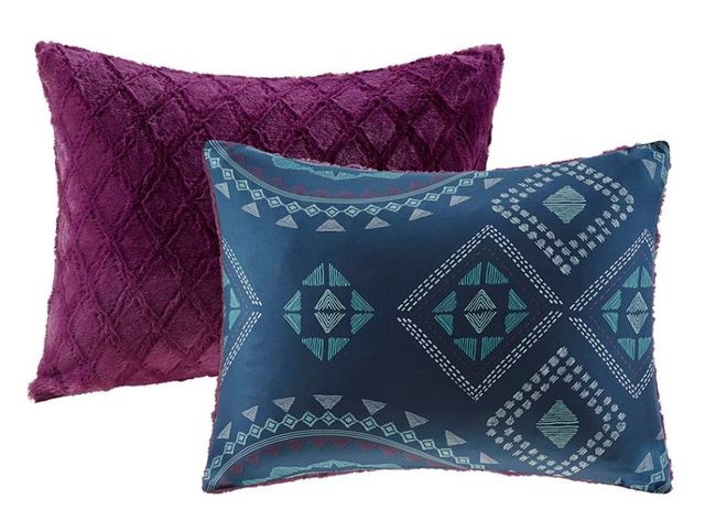 Olliix by Intelligent Design Ripley Navy/Purple King Reversible Comforter Mini Set-1