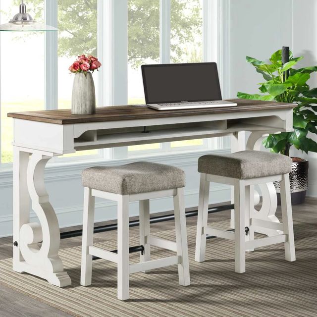 Intercon Drake French Oak Sofa Bar Table with Rustic Gray Base-1