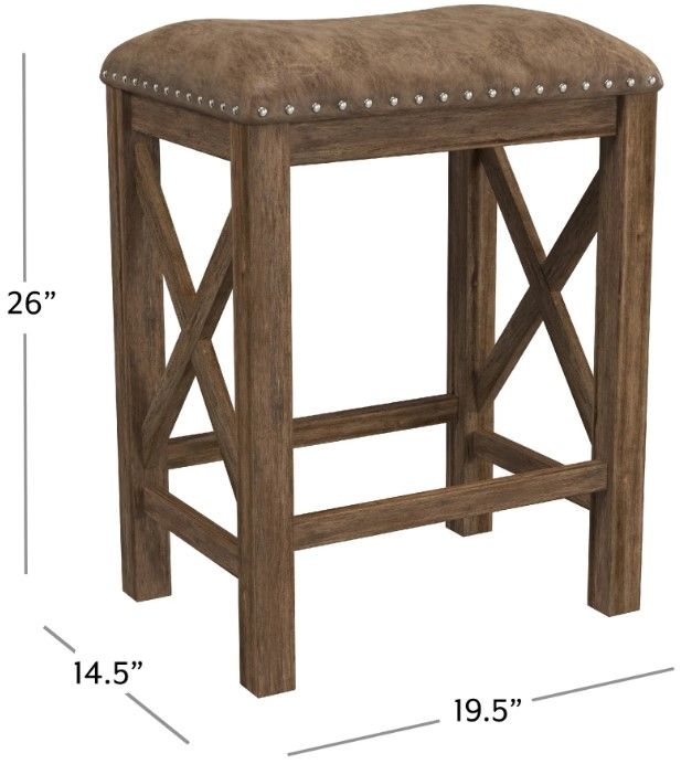 HH2 Home Willow 2-Piece Rustic Antique Walnut Counter Stool Set-3
