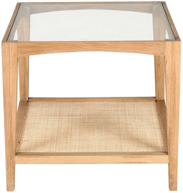 Moe's Home Collection Harrington Glass Top Side Table with Natural Base-1