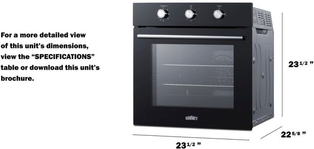 Summit® 24" Black Single Gas Wall Oven -3