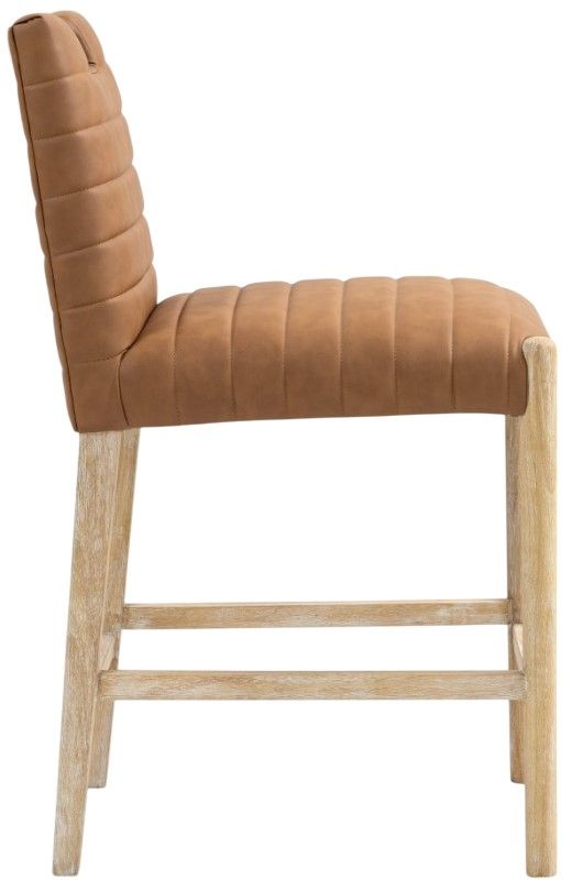 Meridian Furniture Aimee Cognac/Natural Leather Counter Stool-3