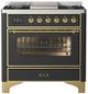 Ilve® Majestic III 36" Graphite Matte Pro Style Dual Fuel Liquid Propane Range with 6 Black Brass Burners and Brass Trim-0