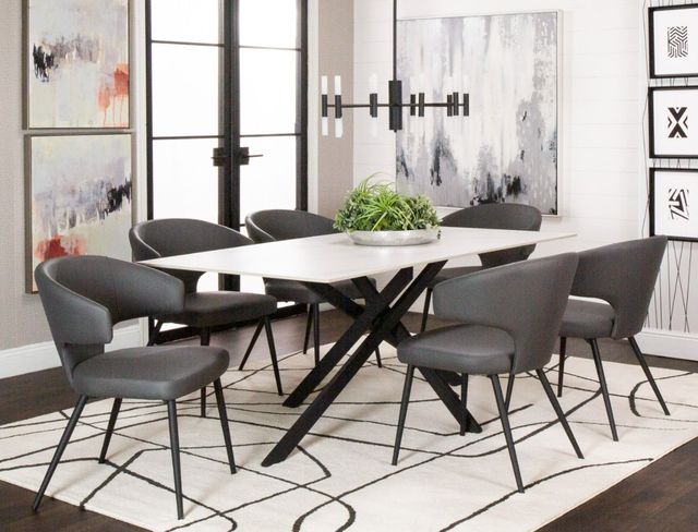 Cramco Nero White Sintered Stone Dining Table with Matte Black Base-1