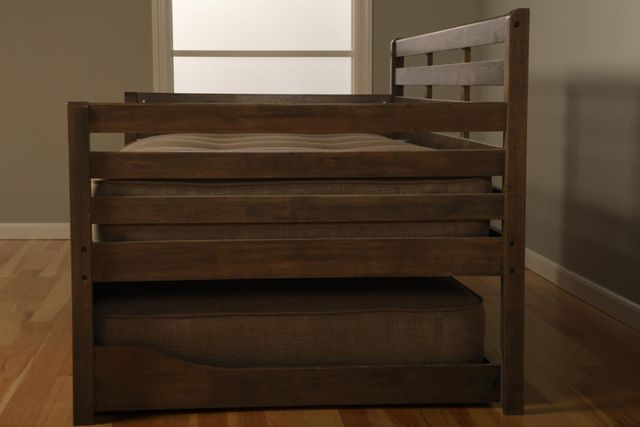 Kodiak Furniture Boho Linen Stone/Rustic Walnut Twin Daybed with Mattress -2