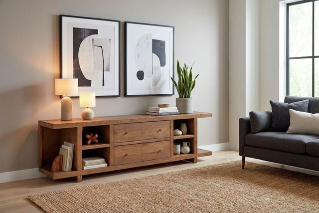 aspenhome® Latitude Brushed Bourbon 84'' Console with 2-Drawers-1