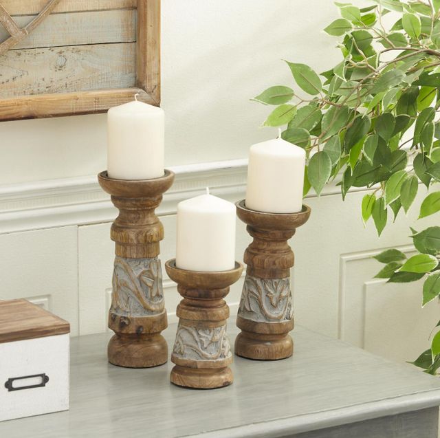 Deco Marche 3-Piece Brown Decorative Candle Holder Set-3