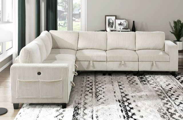 Homelegance® Walterboro 7-Piece Beige Modular Sectional with Storage and Reclining Back Rest-1