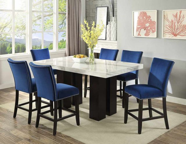 Steve Silver Co. Camila 54" Square White Marble Top Counter Height Table-3