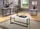 Furniture of America® Izar White Coffee Table with Gun Metal Base -3
