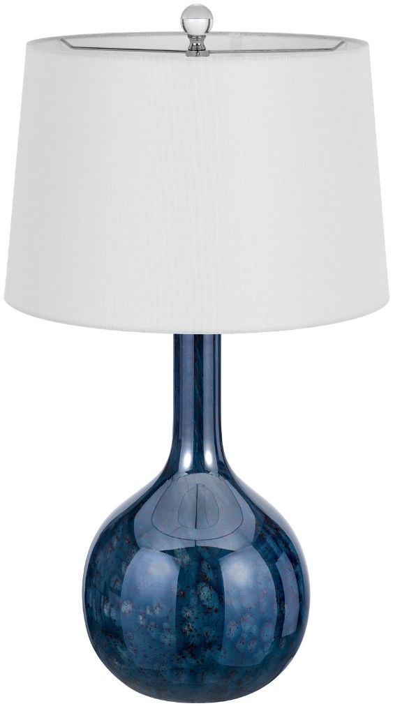 Cal® Lighting & Accessories Gourd Style 2-Piece Antique Blue Luster Table Lamp Set-2