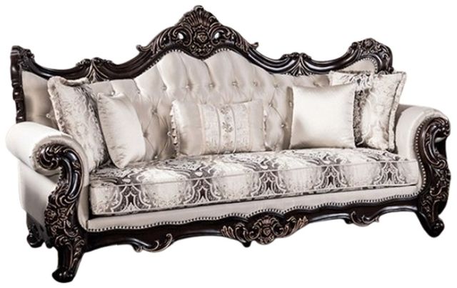 Furniture of America® Palencia Beige/Dark Cherry Sofa-0