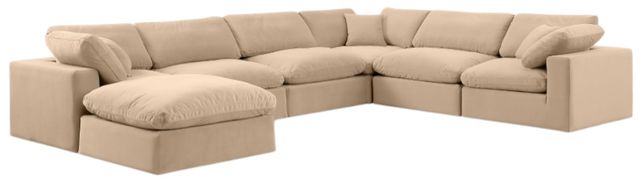 Meridian Furniture Comfy 7-Piece Beige Velvet Sectional -0