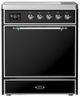 Ilve® Majestic III 30" Glossy Black Pro Style Induction Range with Solid Door and Chrome Trim-0