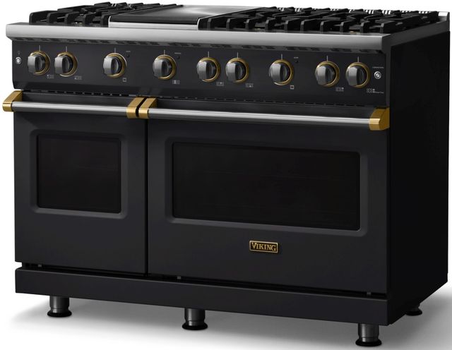 Viking® 5 Series 48" Onyx Pro Style Gas (NG) Range with Brushed Brass Trim-2