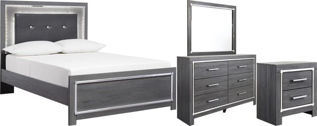 Signature Design by Ashley® Lodanna 4-Piece Gray Queen Upholstered Panel Bed Set-0