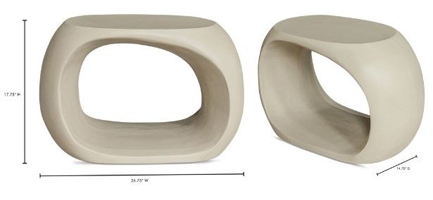 Moe's Home Collection Albers Cream Concrete Outdoor Stool-4