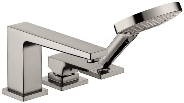 Hansgrohe Metropol Brushed Black Chrome 3-Hole Roman Tub Set Trim with Lever Handle-0