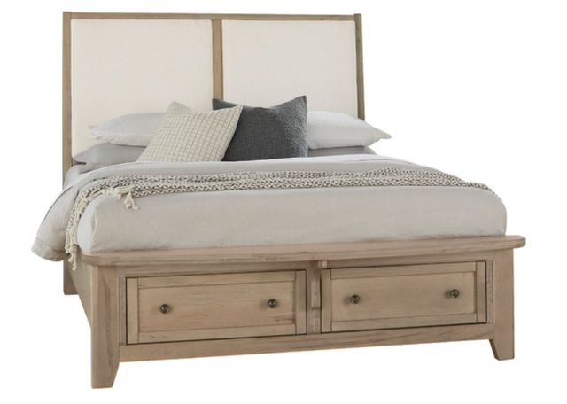 Vaughan-Bassett Woodbridge Shadow Gray/White King Upholstered Panel Storage Bed-0