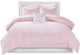 Olliix by Mi Zone Glimmer Rosalie Pink and Silver Full/Queen Metallic Printed Plush Comforter Set-1
