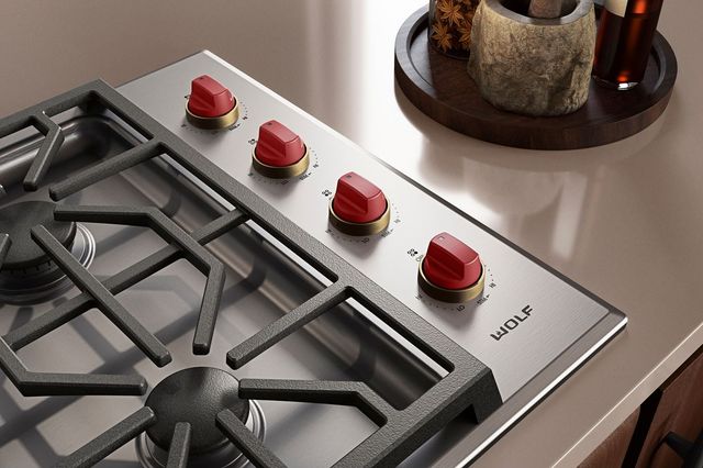 Wolf® 30" Brushed Brass Gas Cooktop Bezel Kit-0