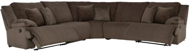 Signature Design by Ashley® Top Tier 5-Piece Chocolate Manual Reclining Curved Sectional-0
