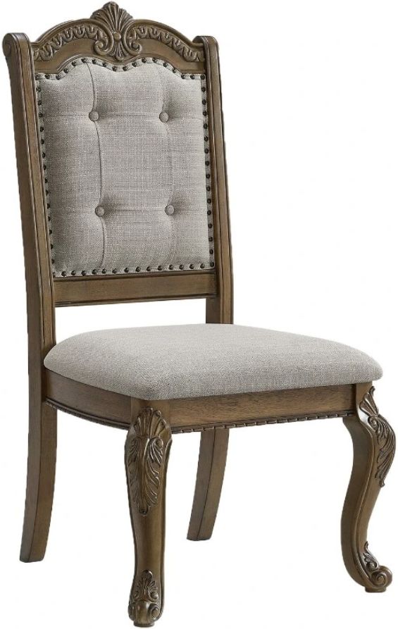 Elements International Madison Park Beige/Brown Dining Side Chair -0