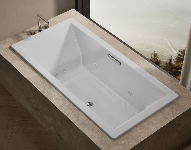 KOHLER® Underscore® White 72" x 36" Drop-In Heated BubbleMassage™ Air Bath with Whirlpool-3
