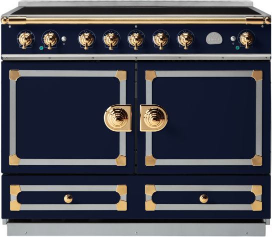 La Cornue CornuFé 110 43" Goodwood Blue Pro Style Induction Range with Polished Brass Trim-0
