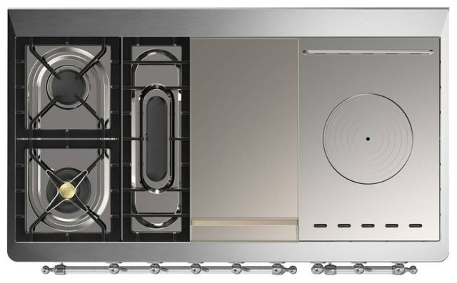 Ilve® Majestic III 48" Graphite Matte Pro Style Dual Fuel Natural Gas Range with Triple Glass Door and Chrome Trim-2