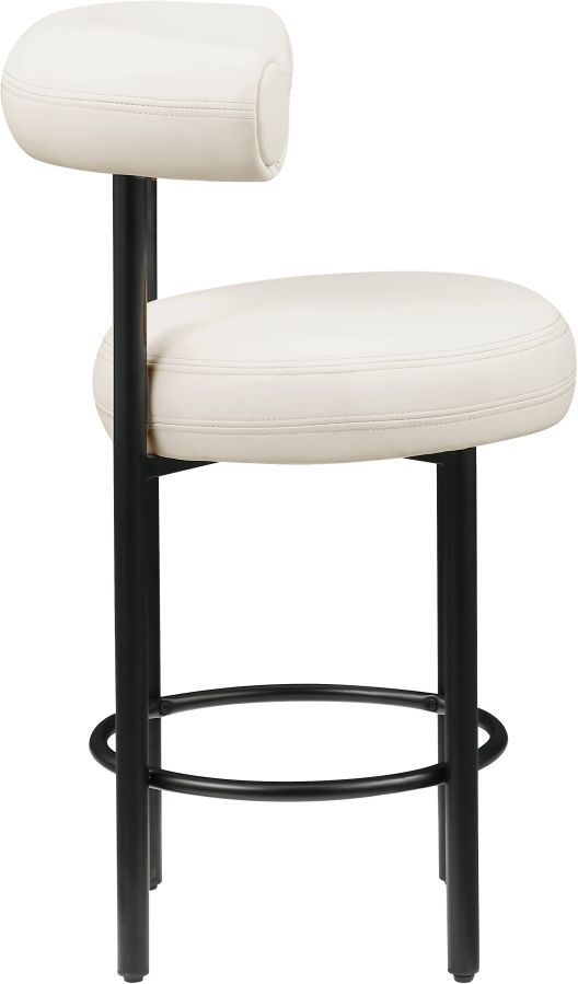 Meridian Furniture Bordeaux Cream/Matte Black Leather Counter Stool-2