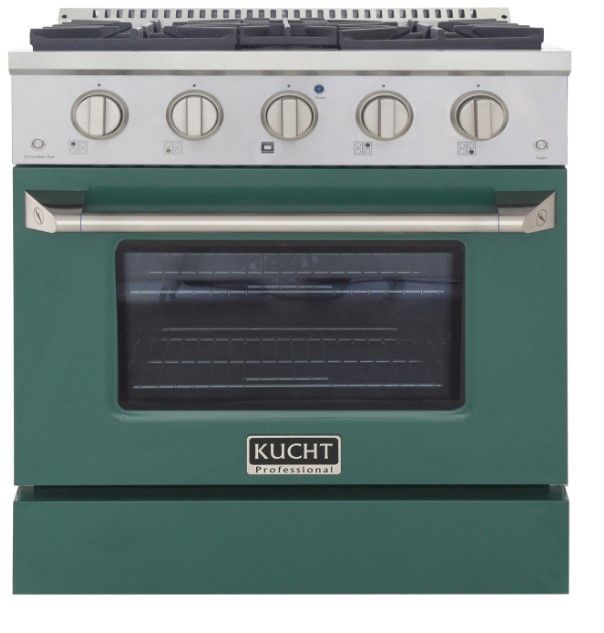 Kucht Professional KDF Series 30" Stainless Steel Pro Style Dual Fuel Range with Green Door-1