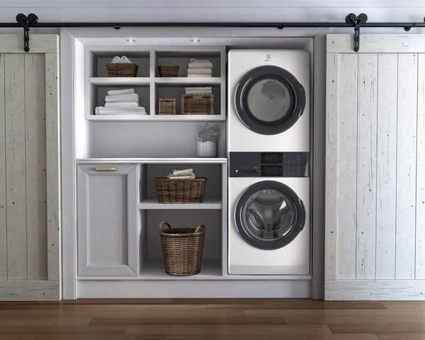 Electrolux 300 Series 4.5 Cu. Ft. Washer, 8.0 Cu. Ft. Gas Dryer White Stack Laundry